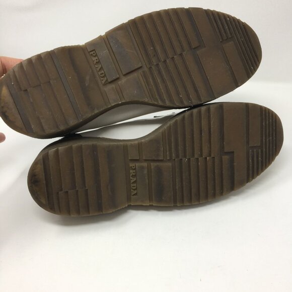 Prada Lace Up Platform Leather Brogue Shoes White leather Silver Toe Womens 39 - Picture 9 of 15